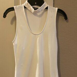 Women's Express White Collar Style Fashion Shirt Tank Top